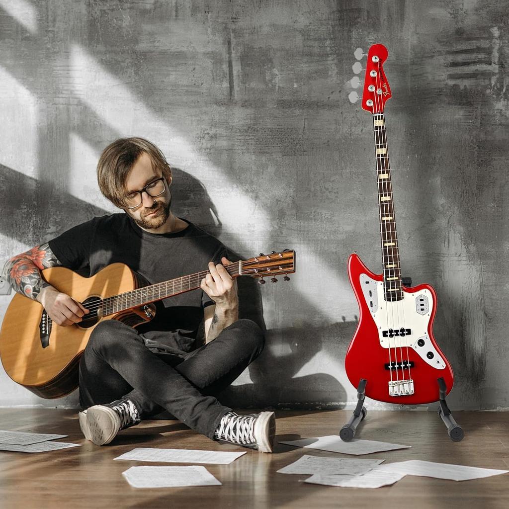 Folding Guitar Stand for and Ukulele Portable Holder with Rubber Feet and Soft Foam A-frame Acoustic, Electric, Bass, - Non-slip Arms.