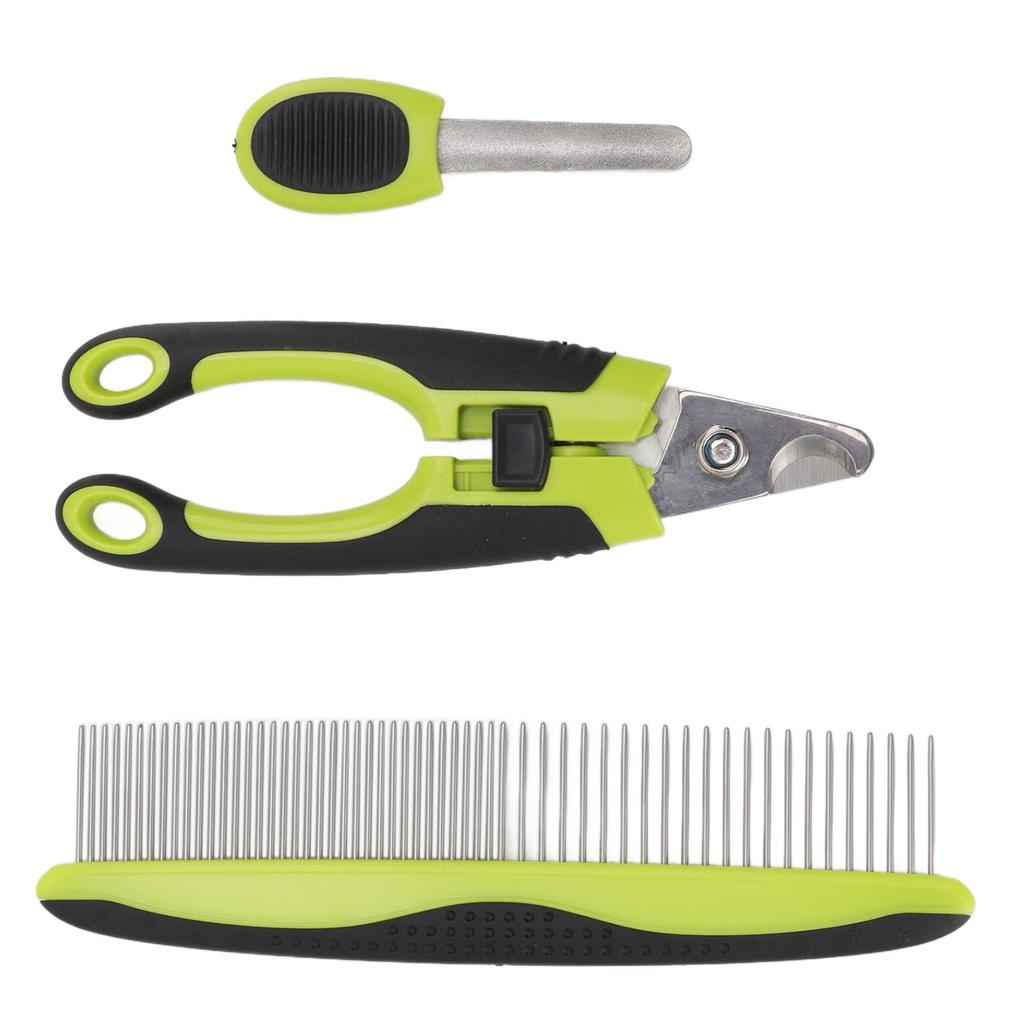 Haustierpflege-Set Edelstahl Ergonomischer Haustierkamm Hunde-Nagelknipser und Trimmer-Set mit Feile für Katzen Hunde