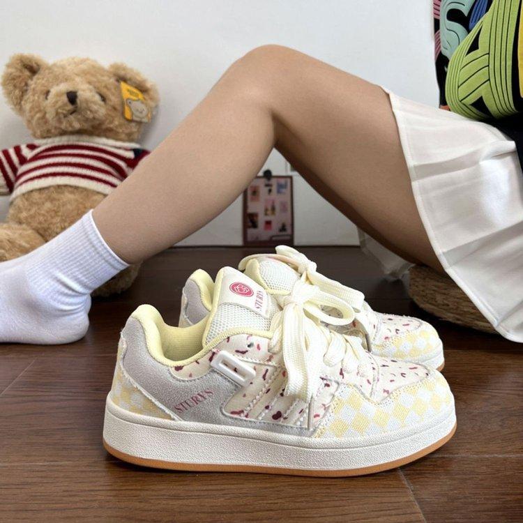 Board shoes retro Hong Kong style bread shoes women's ins trend  spring new versatile casual board shoes student shoes Comfortable Soft Sole Non slip