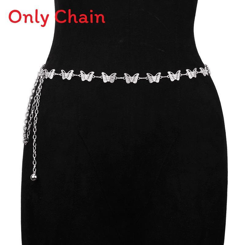 

Modern Alloy Butterfly Waist Chain With Rhinestone Embellishments For Fashionable Women срібний