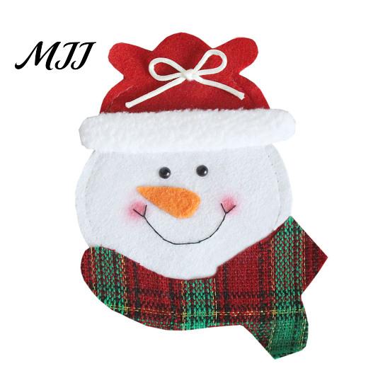 Christmas Dinner Table Setup Cutlery Holder Pockets, Non-woven Fabric Pouch Bags for Spoon Knife Holders Fork, Santa Snowman Reindeer Tableware