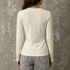 Women's Casual Long Sleeve Cross V-Neck Pleated T-Shirt for Fall