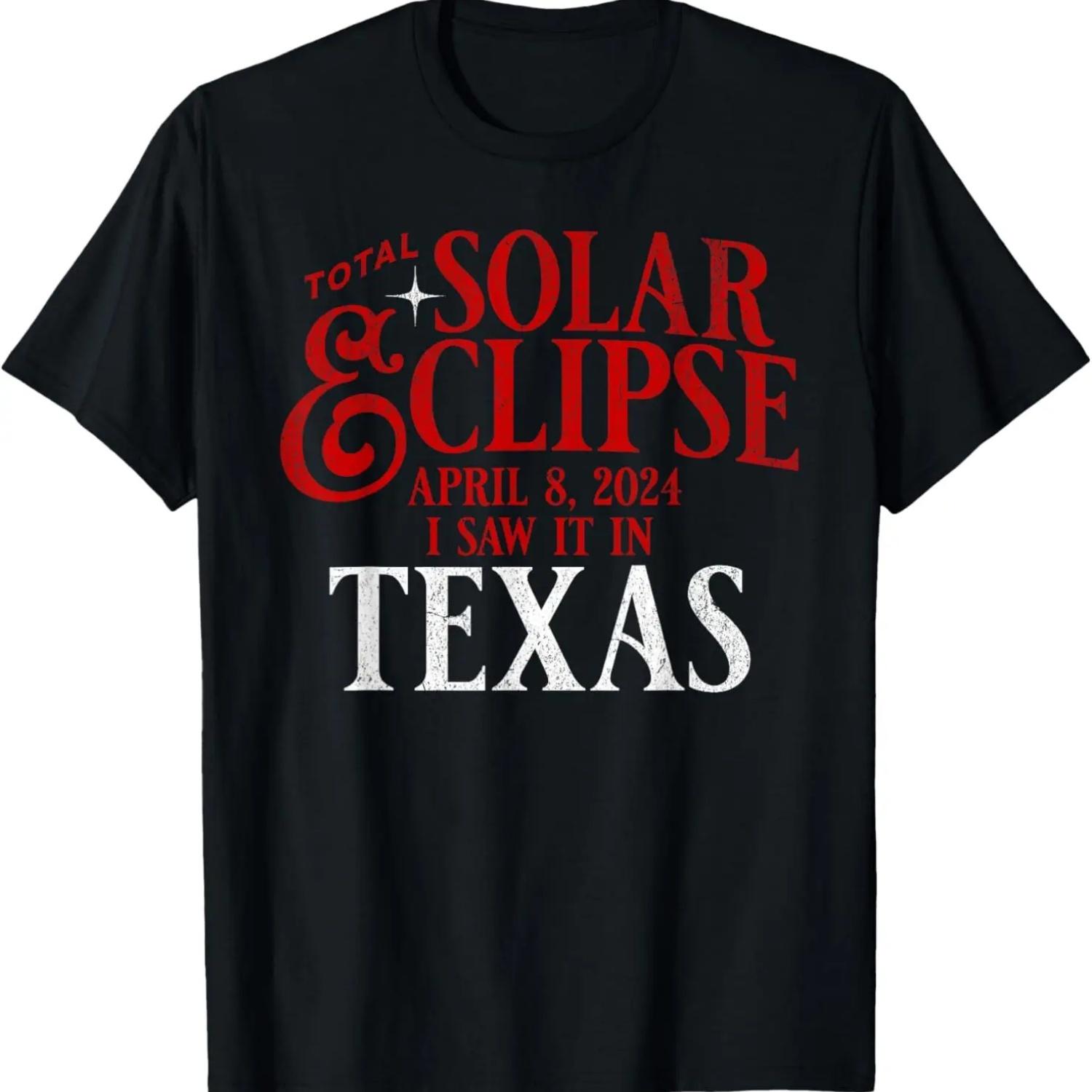 I Saw It In Texas Total Solar Eclipse 2024 Apparel T-Shirt S чёрный