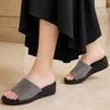 Melting Brown Women Platform Slippers Glitter Office Slippers