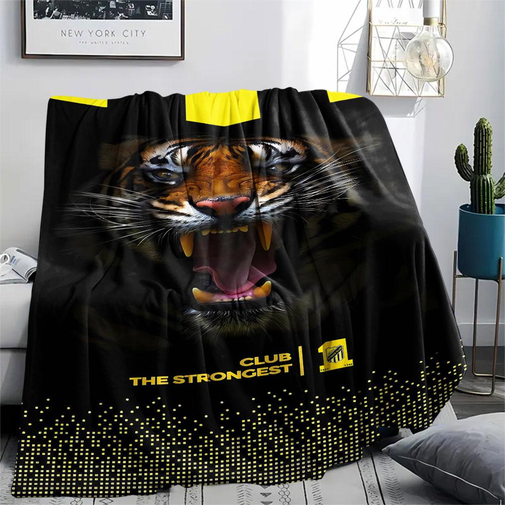 1PC Al-Ittihad Club Patterned Flannel Blanket Suitable For All Seasons for Home Decor Warmth and Comfort Gifts Holiday Present