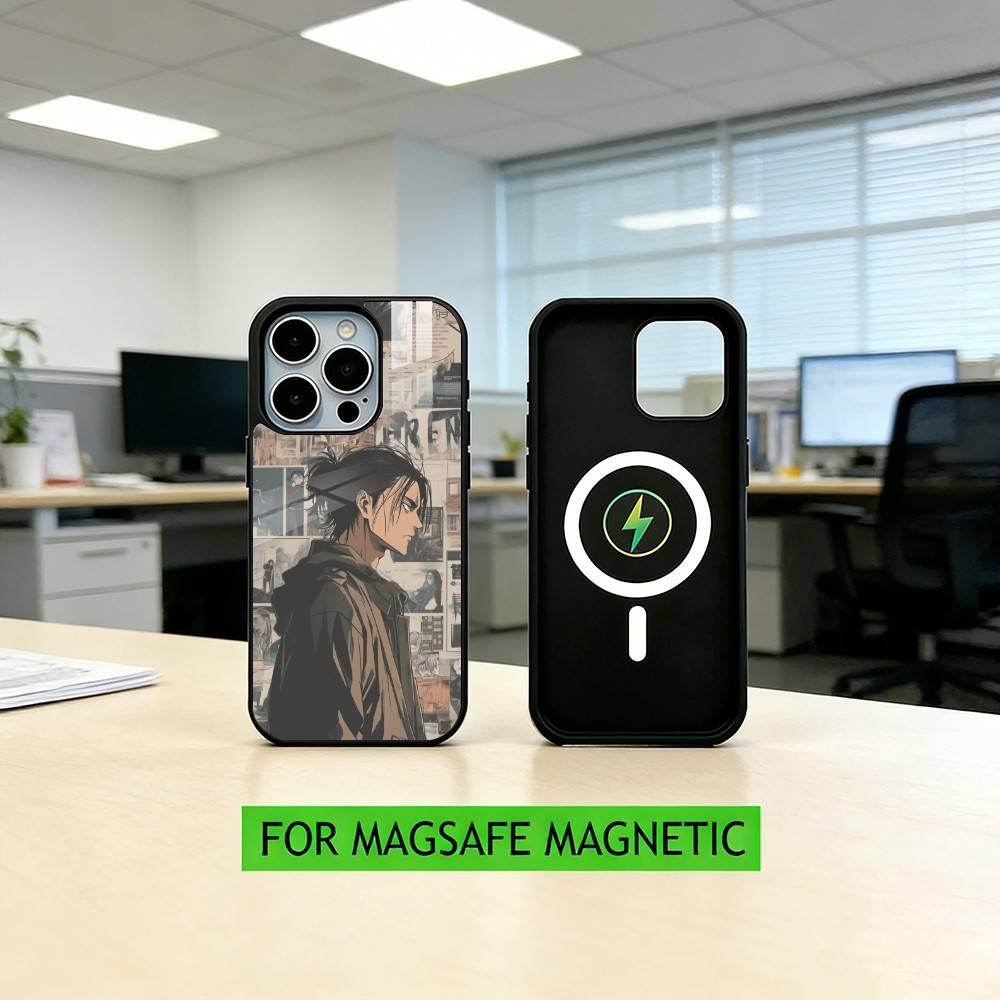 

Attack on Titan E-Eren y-Yeager Phone Case For iPhone17,16,15,14,13,12,11 Plus,Pro Magnetic with Magsafe Wireless Charging iPhone14