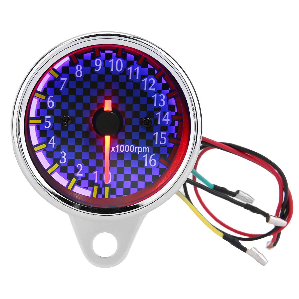 Elerose Motorcycle Tachometer, Universal 16000rpm LED Display Tachometer Electronic Tachometer Gauge