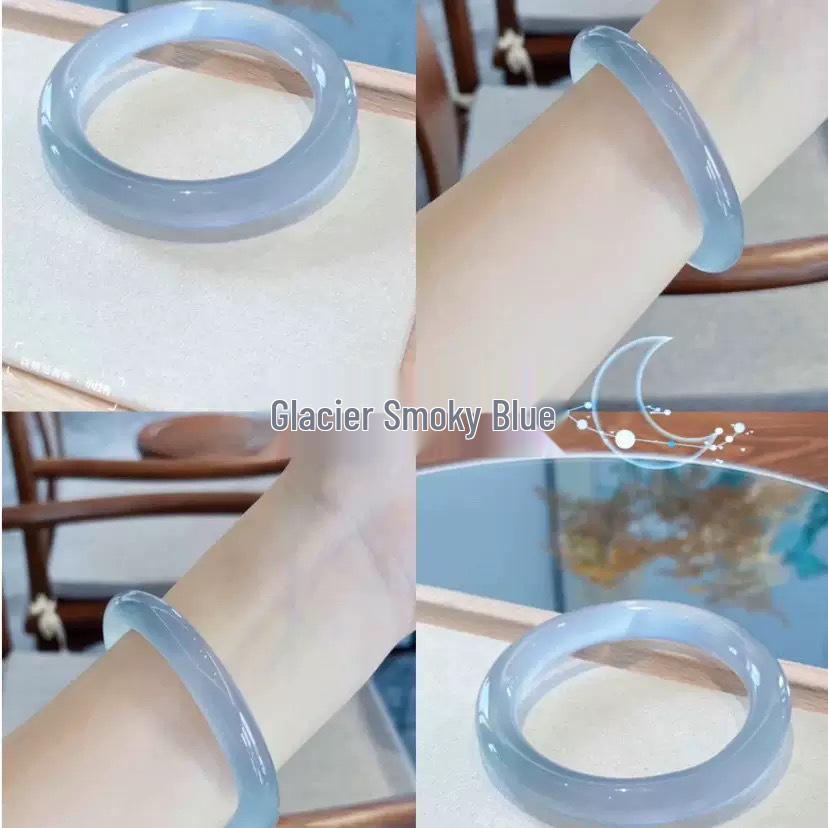 One-Step Glass-Like Jade Bangle: Xiaohongshu Style, Natural Buzhichun Ice-Clear, Women's High-Ice Round Design.