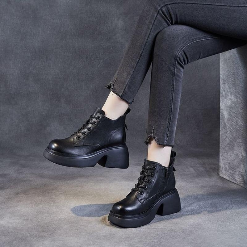 New Style Shoes, Thick-soled Boots, Women's Shoes, Versatile Retro Single Boots, Height-increasing Women's Boots