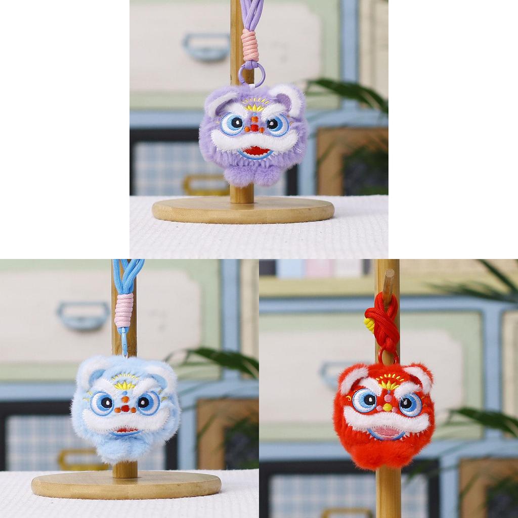 Chinese Style Lion Plush Toy Keychain With Pp Cotton Filling For Gift And Decoration