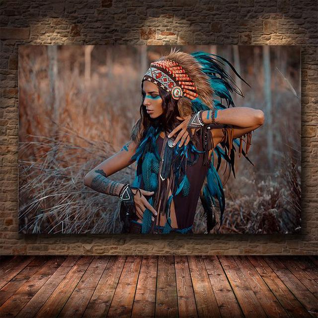 Canvas Painting Indian Aboriginal Woman Wall Art Canvas Posters and Prints Print Pictures for Home Living Room Decoration