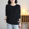Artistic Round Neck Pullover Sweater for Women's Autumn Winter Knitted Top Loose Base Sweaters Simple