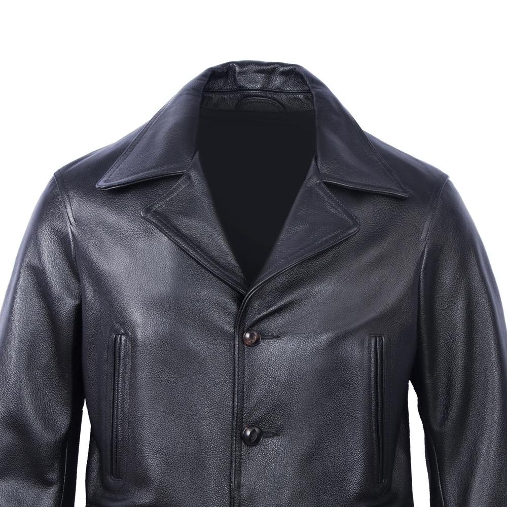 Long Jacket Men Genuine Cow Leather Wind Coat Classic Black Plus Size Jackets Casual Cloths