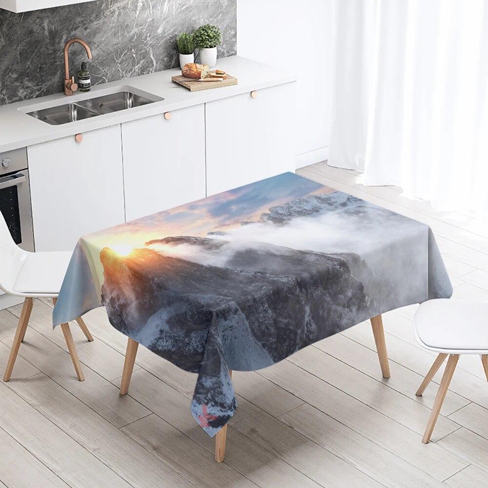 Scenery Printed Tablecloth Stain Resistant Waterproof Wedding Party Restaurant Banquet Decoration Home Table