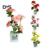 DYS Home Decor Artificial Plant Pot Rose Desktop Decor Faux Silk Flower Indoor Outdoor Imitation Flower Pot
