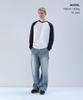 MUSINSA STANDARD Relaxed Rib Cuff Raglan Long Sleeve T-Shirt [White/Navy]