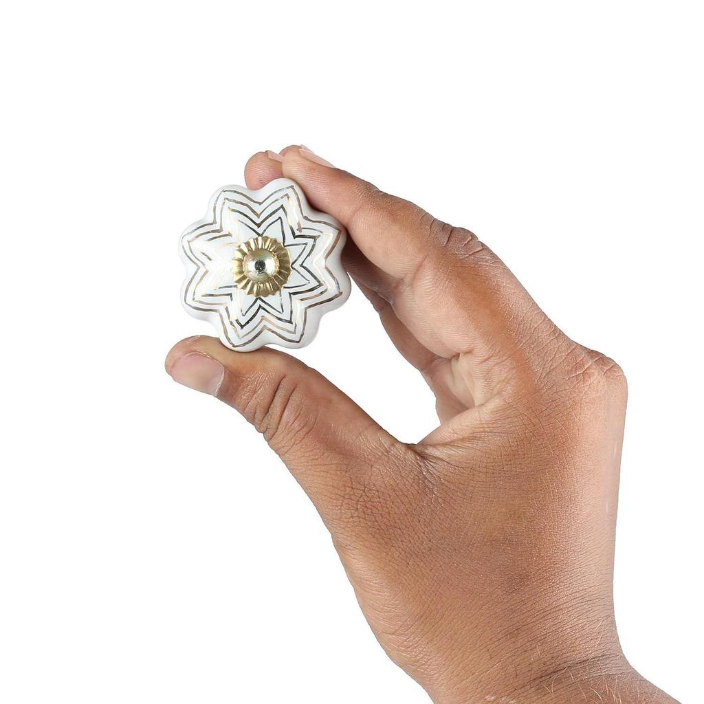 Dresser Knobs - Vintage Assorted Ceramic Drawer Handle for Kitchen Cabinets Home Interior Decor Furniture Hardware - Gold - Pack of 6 Knobs