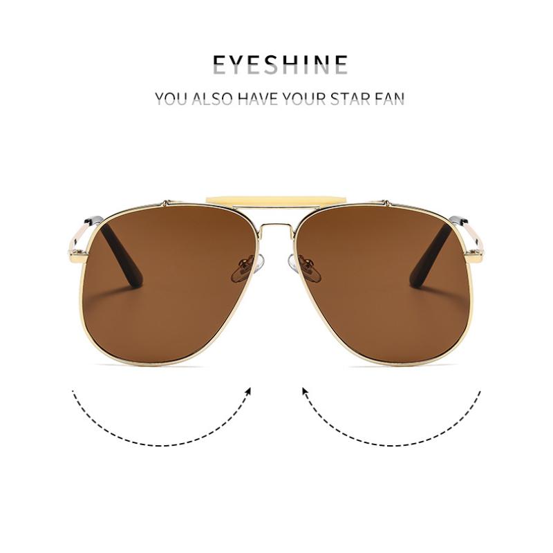 Women's sunglasses, men's and women's fashion large-frame double-beam metal sunglasses