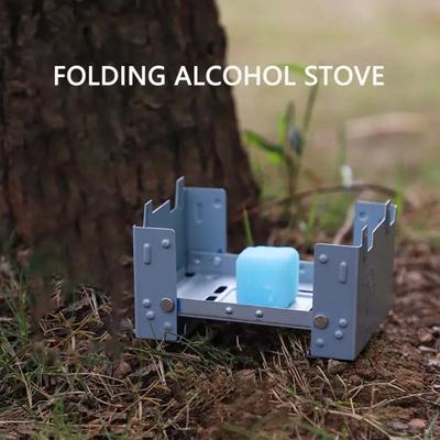 Portable Camping Alcohol Stove Burner Solid Alcohol Fuel Folding Stove Outdoor Mini Spirit Cooking Cookout Picnic BBQ Wax Stove