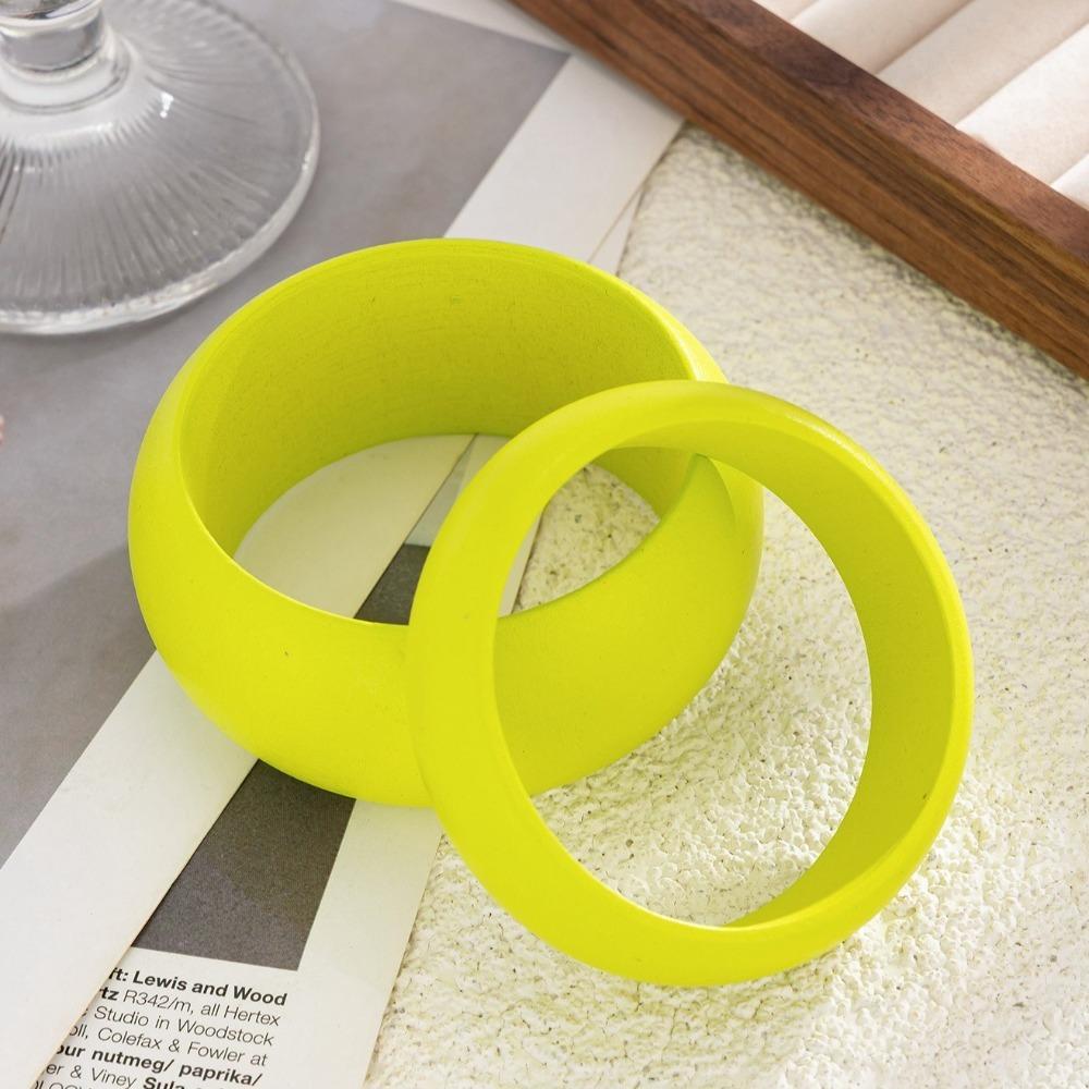 Hip Hop Exaggerate Bangles Fluorescent Green Wood Hand Ring Vintage Chunky Bracelets Women Girls
