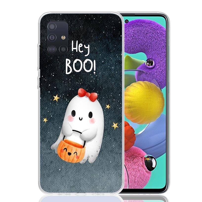 Cute Halloween Ghost Phone Case For Samsung Galaxy A52 A32 A22 A12 A02S A50S A30S A51 A31 AA71 Note 20 Ultra 10 S10 Plus Galaxy