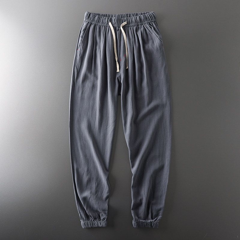 Export Original Tail Order Cut Label Linen Pants Men's Summer Thin Loose Tappered Draped Pants Export Men's Casual Pants
