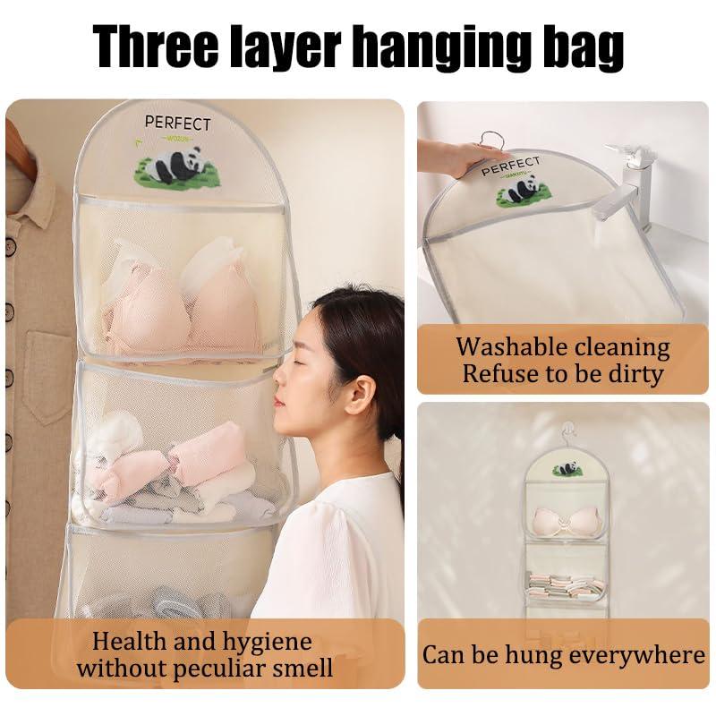Large Capacity Storage Net Dormitory Wardrobe Socks Underwear Hanging Bag Multilayer Breathable Mesh Pocket Door Storage Bags