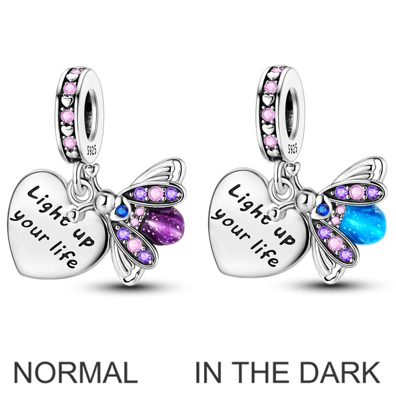 Koperen Lichtgevende Vuurvlieg Charms Kralen Mooie Gouden Gluiperd Hanger Past op Originele Armband Diy Vrouwen Sieraden Cadeau