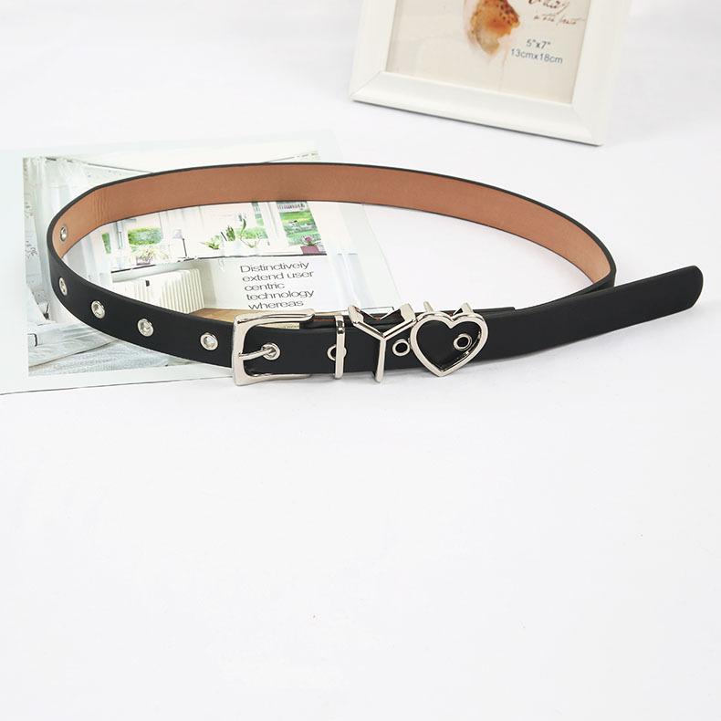 

Ремень с металлической пряжкой в форме сердца, застежка-игла, металлическая петля для пуговицы