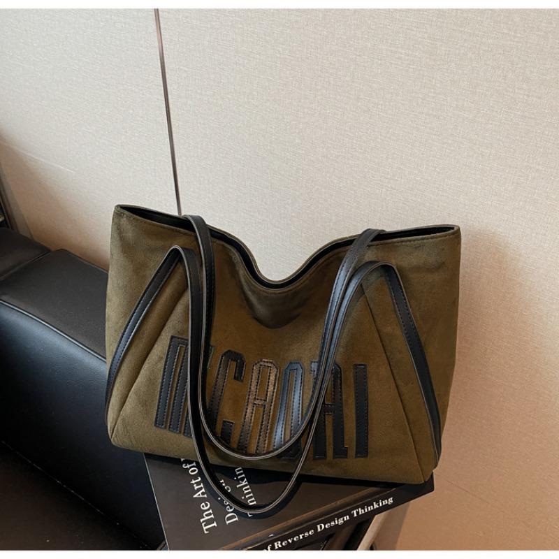 

Модная вместительная сумка-тоут женская осенне-зимняя новая ретро-сумка с надписью на плечо сумка под мышку зелёный