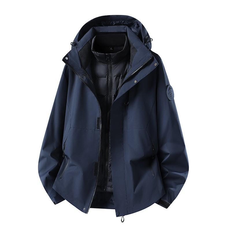 Men Women 3-in-1 Waterproof Windproof Hiking Jacket With Removable Down Liner Outdoor Trekking Camping Winter