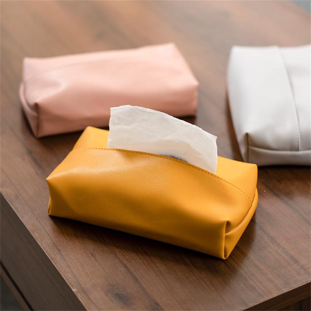 Car Tissue Container PU LeatherTissue Box Cover Multifunctional Desktop Drawer Napkin Holder Household Bathroom Organizadores