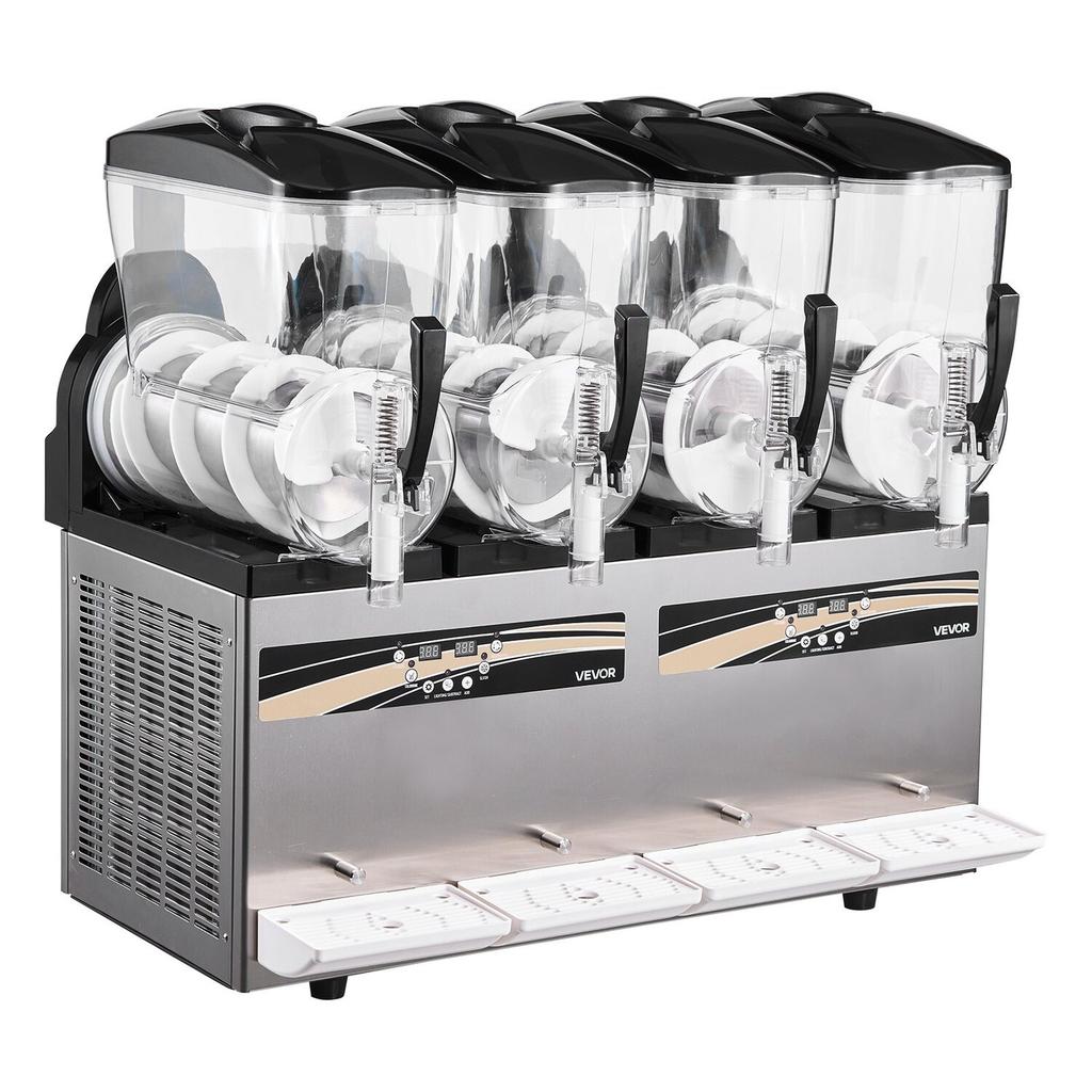 Slushie Machine, 12L/3.17Gal X 4 Tank Commercial Slushy Maker, Frozen Drink Maker with Self-Cleaning, Margarita Machine for Restaurants Bars Party for
