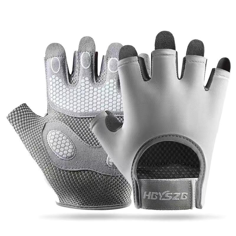 Fitness half finger men's sports non-slip shock absorption air cushion wear-resistant horizontal bar anti-cocooning cycling gloves
