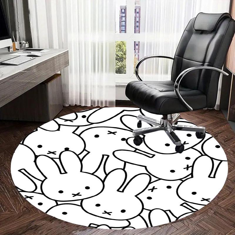 1pc Bunny Pattern Coloring Page Round Carpet, Made of Polyester,Perfect for Decorating Office Chairs, Living Rooms, A Vibrant Decorative Rug