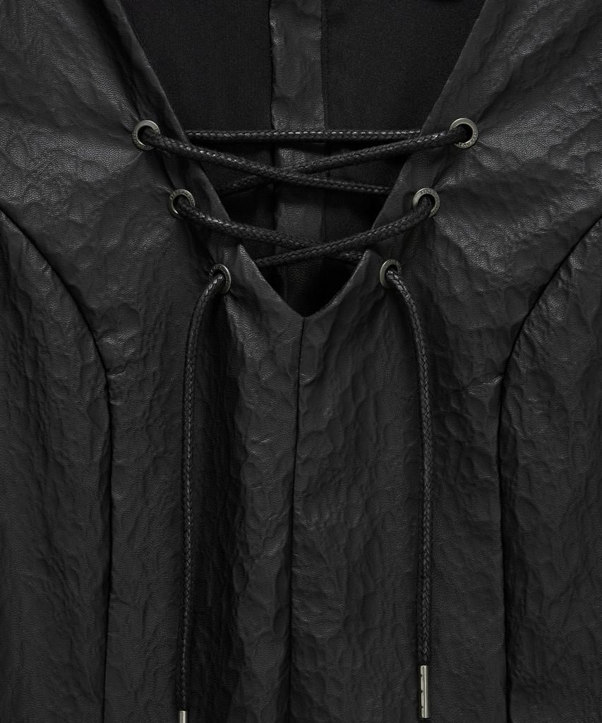 ETRE AU SOMMET Corset Panel Leather One-Piece (Black)
