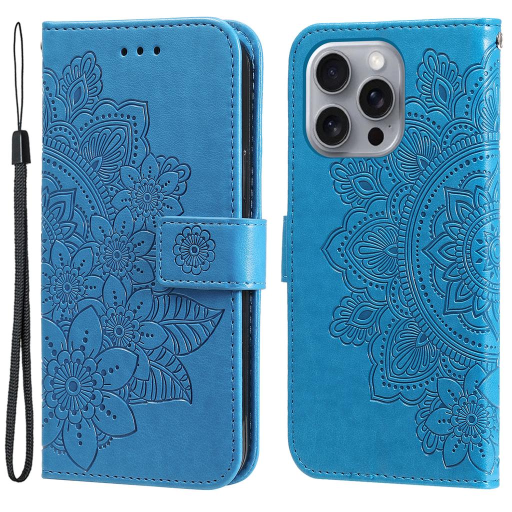 For iPhone 16 Pro Case Floral Pattern PU Leather Wallet Stand Phone Cover