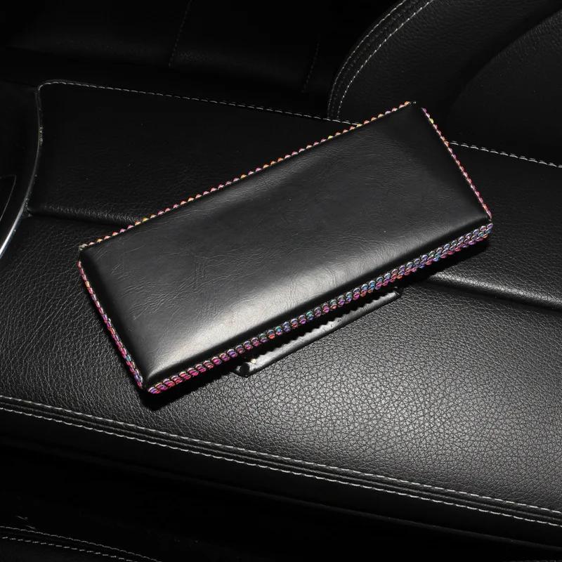 Shiny Diamond Crystal Car Glasses Case Auto Console Armrest Box Storage Organizer Eyeglasses Sunglasses Box Car Accessories