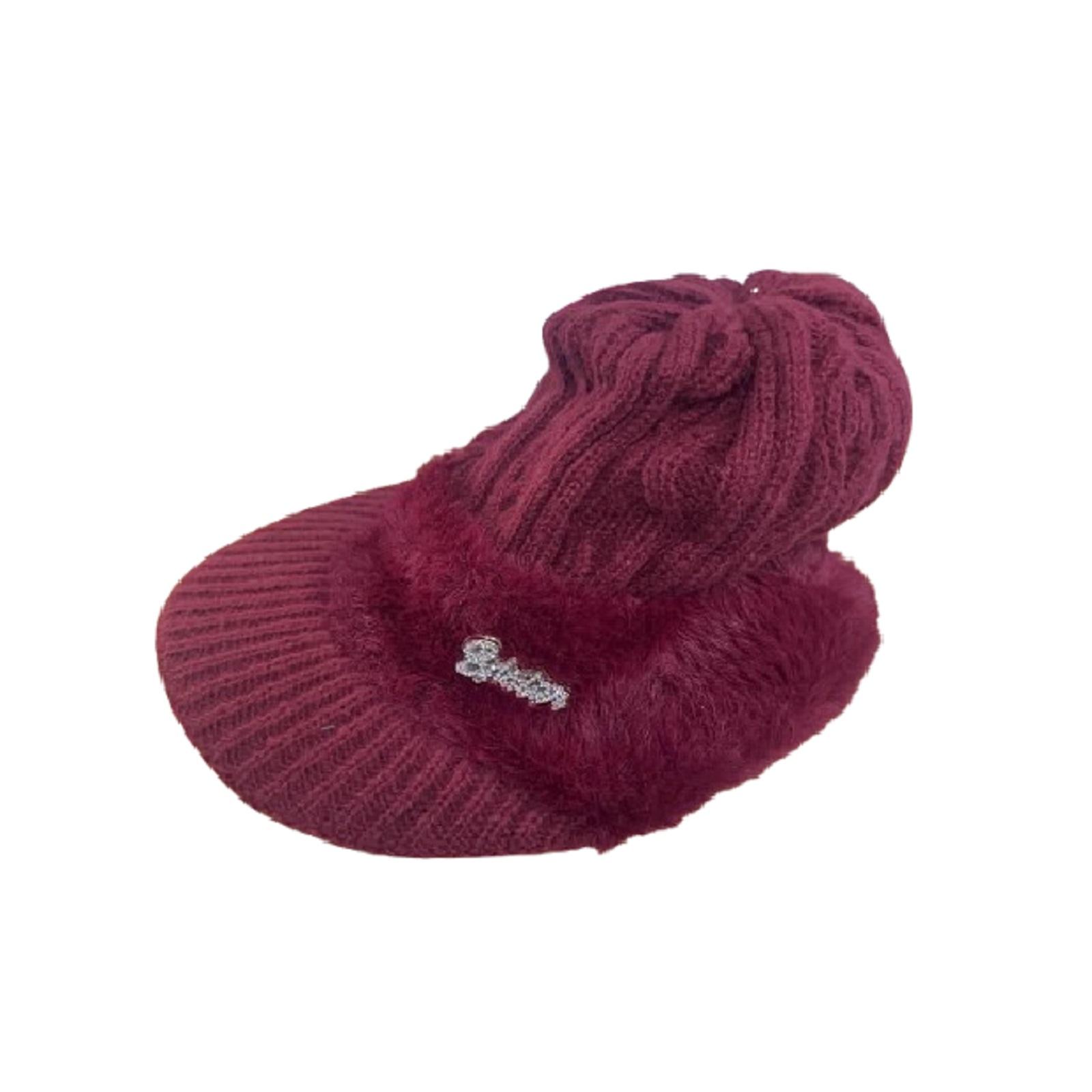 

Женская теплая шапка-пуловер двойного назначения, спортивная, повседневная, с ушками One Size красный