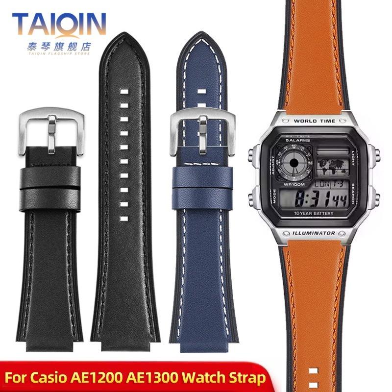 AE-1200 Retro originální kožený řemínek k hodinkám pro Casio AE1200 AE-1300 W-218/A168 W-216H Vintage pásek 18mm konvexní konec Pánský náramek