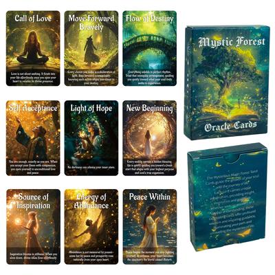 Mystic Forest Oracle Cards Spiritual Guidance & Soul Growth Deck 9*6.7cm 50 Pcs Oracle Cards for Daily Inspiration & Insight