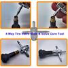 Valve Stem & Core Removal Replacement Tool Kit,Tire Valve Stem Tallation Tool Without Tire Removal, 2-In-1 Valve Stem Caps & Core Wrench,With 5