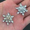 Engood 50Pcs Christmas Snowflake Crystal Rhinestone Button Embellishment DIY Hair Accessories Sewing Trim Embellishment Craft