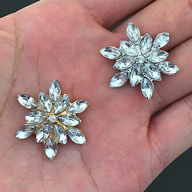 Engood 50Pcs Christmas Snowflake Crystal Rhinestone Button Embellishment DIY Hair Accessories Sewing Trim Embellishment Craft