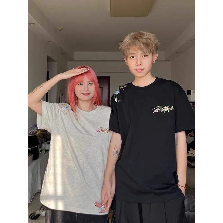 Summer Trendy Men's Short-Sleeved T-shirt Minimalist Round Neck Half-Sleeved Top Couple's T-shirt