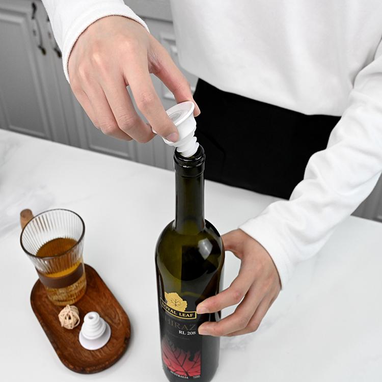 Food Grade Silicone Vacuum Wine Stopper White Reusable Sealer Accessory Pull Type for Bottle Freshness Preserver Easy Clean
