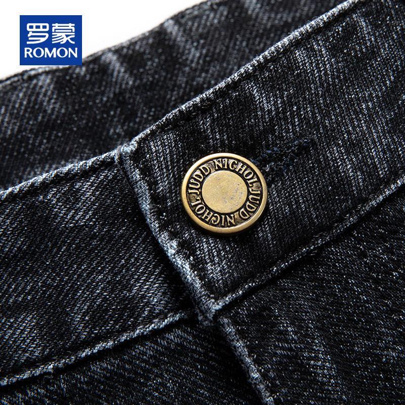 ROMON Men's Thick Straight-Leg Casual Business Jeans