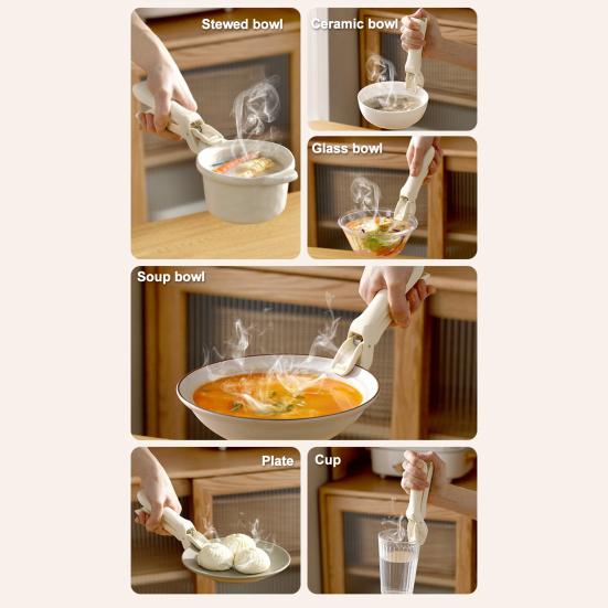 Anti-scald Clip Heat Resistant Bowl Clamp Multi-Angle Non-Slip Grip Oven Safe Ergonomic Kitchen Clip Lifter