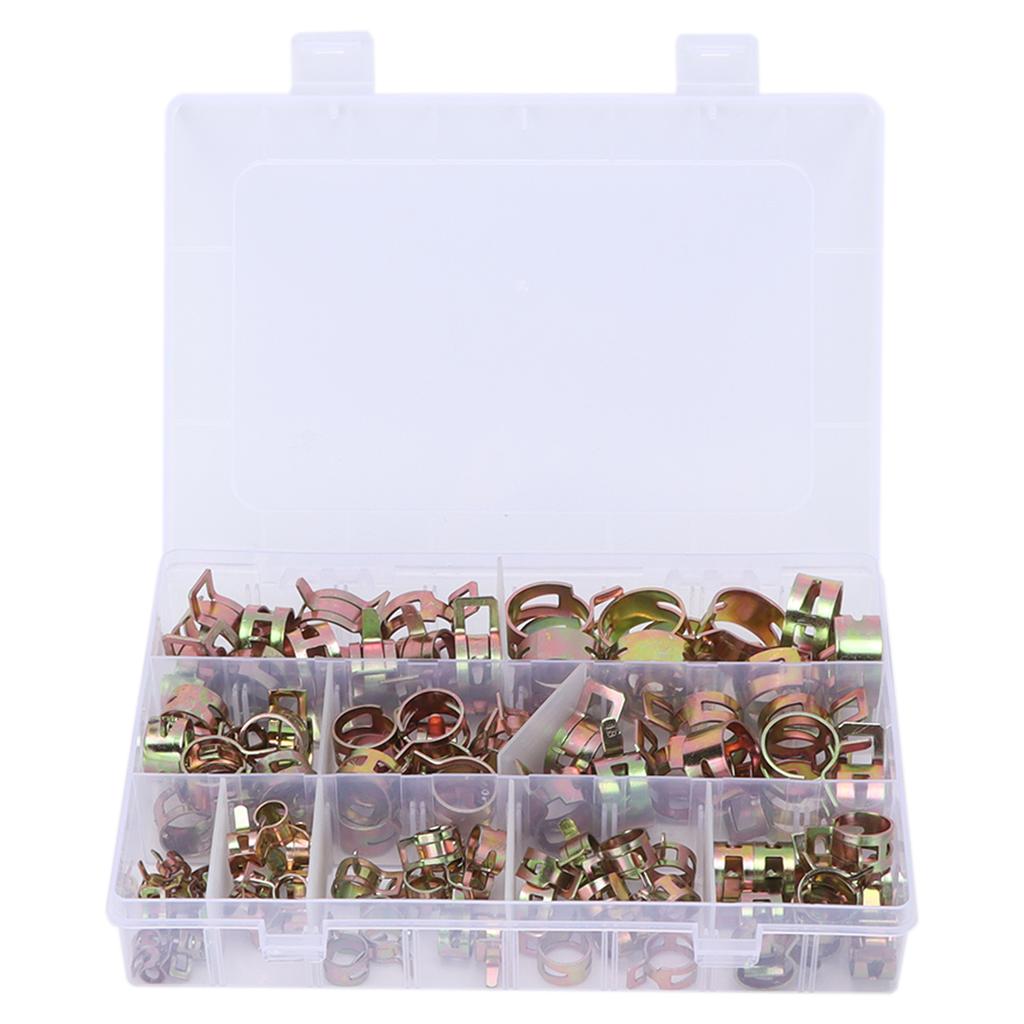 100pcs Spring Clips Clamps Assortment Kit for Air Hose Water Pipe Automotive Fuel Line