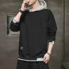 Men's Trendy Hooded Sweatshirt - Spring/Autumn, All-Match, Loose Fit, Casual Two-Piece Look for Teens and Students.